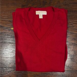 {MICHAEL Michael Kors} Red V-Neck with zippers accents